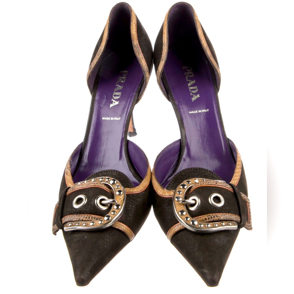 Prade, Leather Colorblock Pattern D'Orsay Pumps, Size IT 36.6 (US 6), Heel 3.25"
